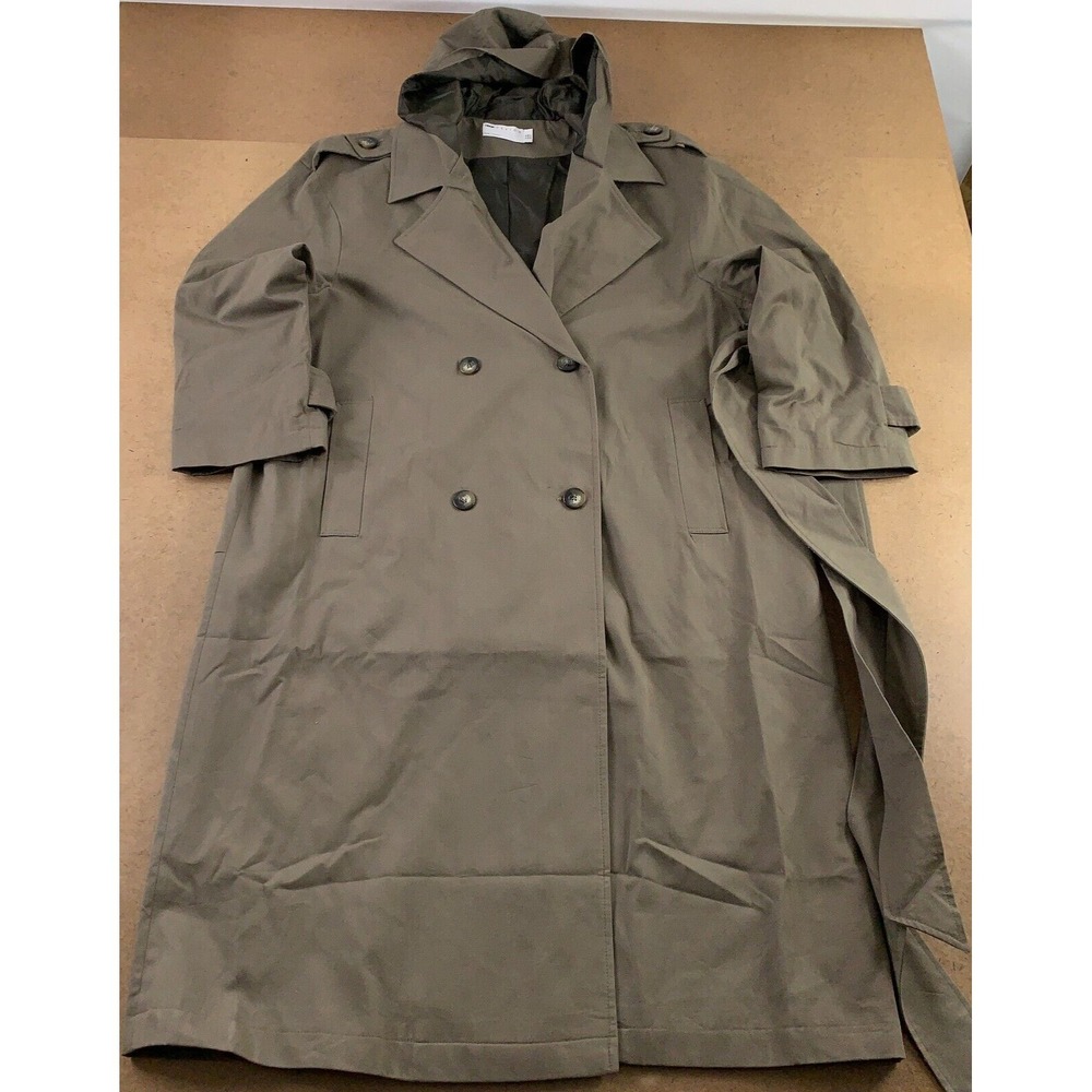 ASOS DESIGN Women's Size 12 Relaxed Fit Green Cotton Hooded Trench Coat New